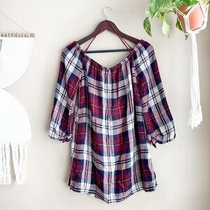 Cloth & Stone Plaid Tunic Blouse